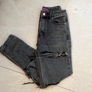 Edikted black distressed ripped jeans, size s